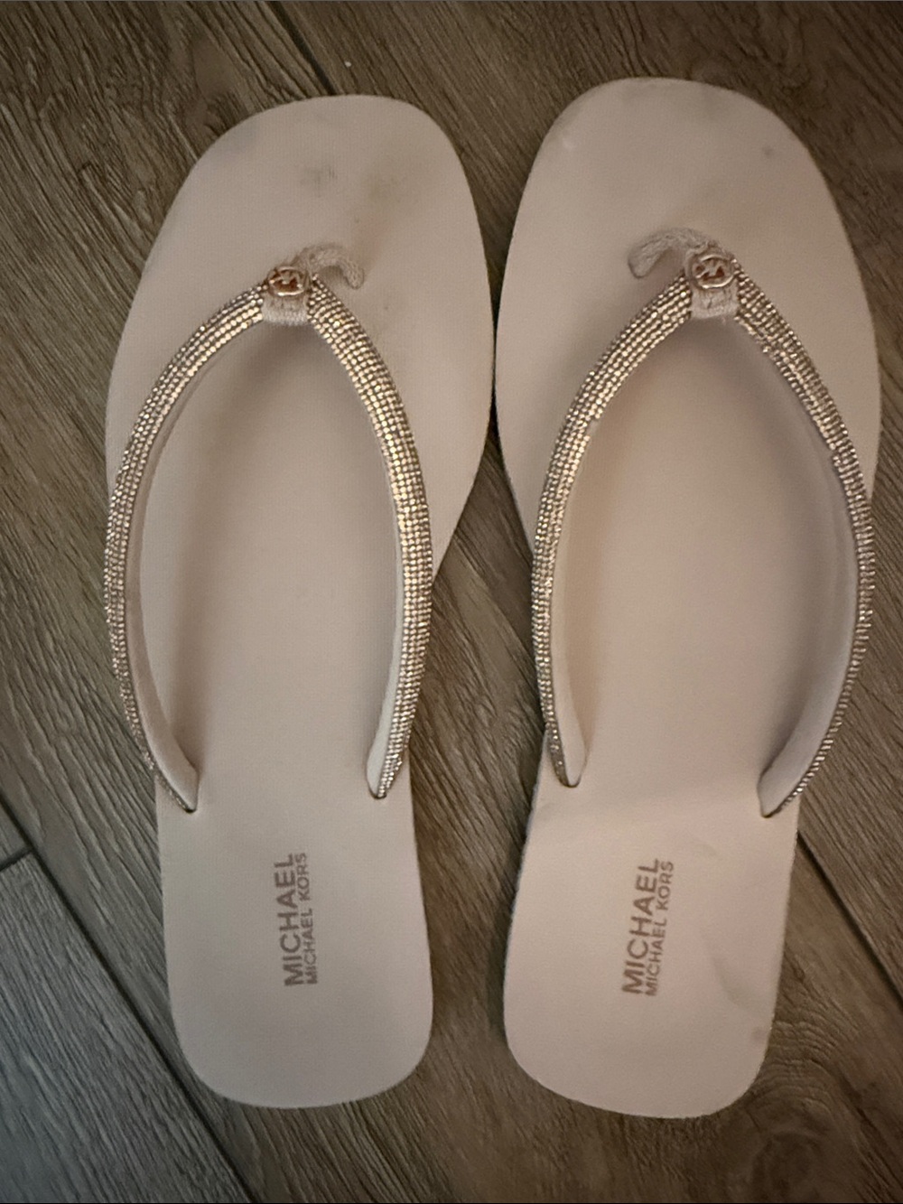 Michael Kors Sparkle Rhinestone Pink Flip Flops Sandals